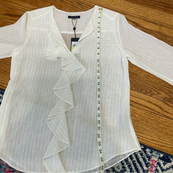 Tommy Hilfiger Metallic Shimmer Ruffle Front Blouse - Picture 5 of 14